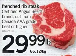 Loblaws Certified Angus Beef frenched rib steak offer