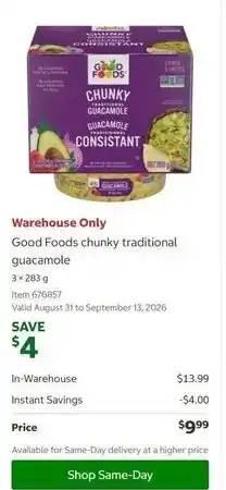Costco Good Foods traditional guacamole offer