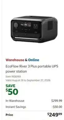 Costco EcoFlow River 3 Plus portable UPS power station offer