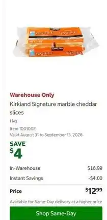 Costco Kirkland Signature marble cheddar slices offer