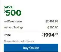Costco In-Warehouse offer