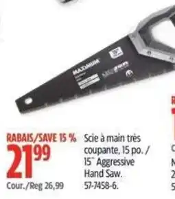 Canadian Tire Maximum 15" Aggressive Hand Saw offer