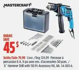 Canadian Tire Mastercraft 1/2" Hammer Drill with 50-Pc Accessory Kit, 6A. 54-2015-6. offer