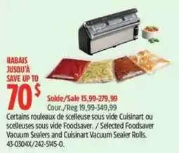 Canadian Tire Cuisinart vacuum sealers and Foodsaver vacuum sealer rolls offer