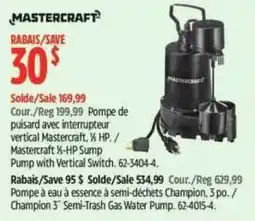 Canadian Tire Mastercraft pump with vertical switch offer