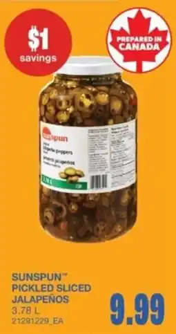 Wholesale Club Sunspun pickled sliced jalapeños offer