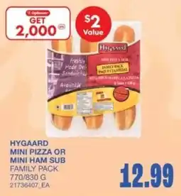 Wholesale Club Hygaard mini pizza or mini ham sub offer