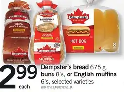 Loblaws Dempster's bread buns or English muffins offer