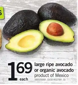 Loblaws large ripe avocado or organic avocado offer