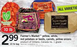 Loblaws Farmer's Market yellow, white, red potatoes or beets, carrots, yellow onions offer