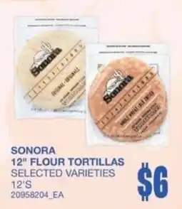 Wholesale Club Sonora 12" flour tortillas offer