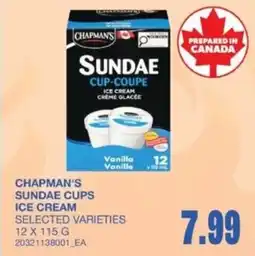 Wholesale Club Chapman's sundae cups ice cream offer