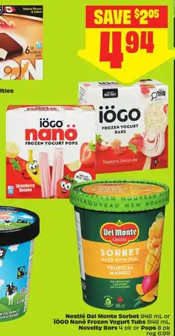 FreshCo Nestlé Del Monte Sorbet or iÖGO Nano Frozen Yogurt Tubs offer