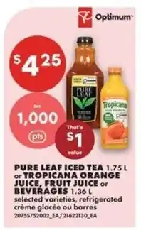 No Frills Pure Leaf Iced Tea or Tropicana Orange Juice, Fruit Juice or Beverages offer