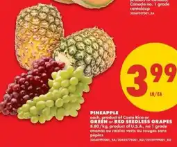 No Frills pineapple green or red seedless grapes offer