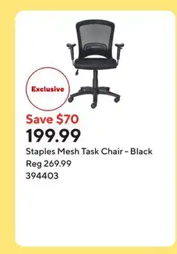 Staples Staples Mesh Task Chair - Black offer