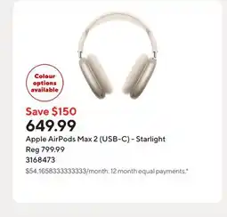 Staples Apple AirPods Max 2 (USB-C) - Starlight offer