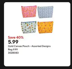 Staples Gold Canvas Pouch - Assorted Designs offer