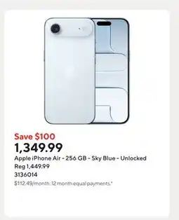 Staples Apple iPhone Air - 256 GB - Sky Blue - Unlocked offer
