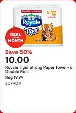 Staples Royale Tiger Strong Paper Towel - 6 Double Rolls offer