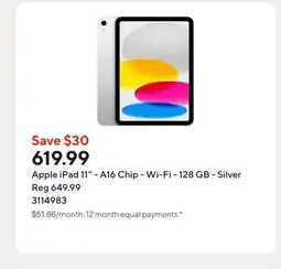 Staples Apple iPad 11 - A16 Chip - Wi-Fi - 128 GB - Silver offer