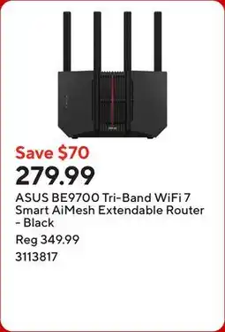 Staples ASUS BE9700 Tri-Band WiFi 7 Smart AiMesh Extendable Router - Black offer