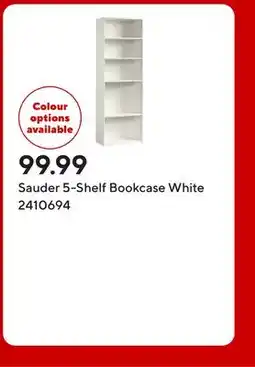 Staples Sauder 5-Shelf Bookcase White offer
