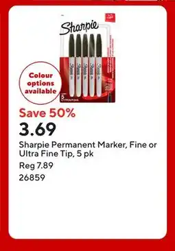 Staples Sharpie Permanent Marker, Fine or Ultra Fine Tip offer