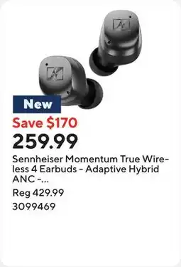 Staples Sennheiser Momentum True Wireless 4 Earbuds - Adaptive Hybrid ANC - Black Graphite offer