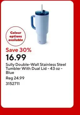Staples Sully Double-Wall Stainless Steel Tumbler With Dual Lid - 43 oz - Blue offer