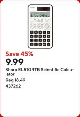 Staples Sharp EL510RTB Scientific Calculator offer