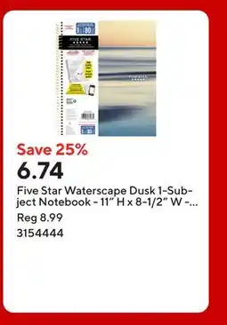 Staples Five Star Waterscape Dusk 1-Subject Notebook - 11 H x 8-1/2 W - 160 Pages offer