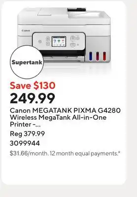Staples Canon MEGATANK PIXMA G4280 Wireless MegaTank All-in-One Printer - White offer