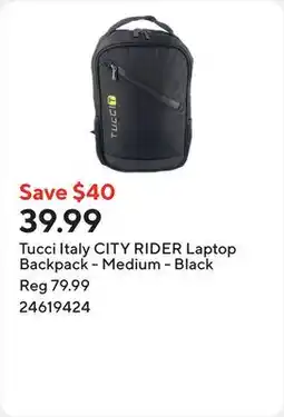 Staples Tucci Italy CITY RIDER Laptop Backpack - Medium - Black offer
