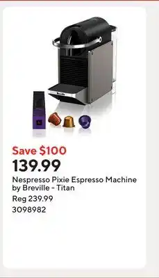 Staples Nespresso Pixie Espresso Machine by Breville - Titan offer
