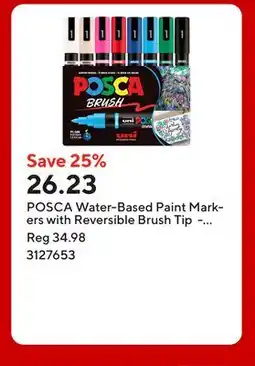 Staples POSCA Water-Based Paint Markers with Reversible Brush Tip - Assorted offer