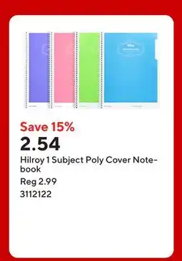 Staples Hilroy 1 Subject Poly Cover Notebook offer