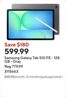 Staples Samsung Galaxy Tab S10 FE - 128 GB - Gray offer