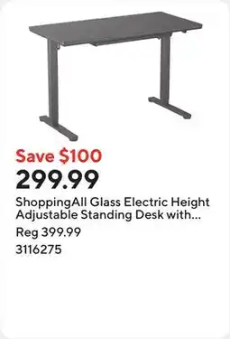 Staples ShoppingAll Glass Electric Height Adjustable Standing Desk with Drawer - Black offer