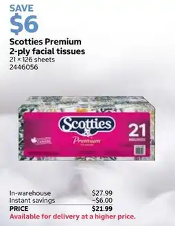 Costco Scotties Premium 2-ply facial tissues offer