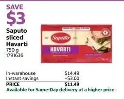Costco Saputo sliced Havarti offer