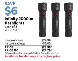 Costco Infinity 2000lm flashlights offer