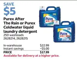 Costco Purex After The Rain or Purex Coldwater liquid laundry detergent offer