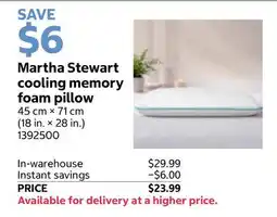 Costco Martha Stewart cooling memory foam pillow offer
