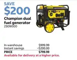 Costco Champion dual fuel generator offer