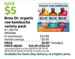 Costco Brew Dr. organic raw kombucha variety pack offer