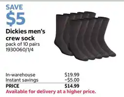Costco Dickies men's crew sock offer