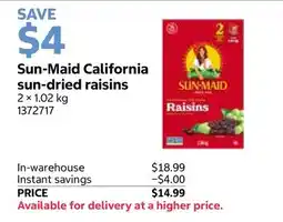Costco Sun-Maid California sun-dried raisins offer