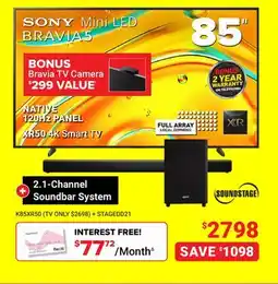 Visions Electronics SONY Mini LED BRAVIA 5 + 2.1 Channel Soundbar System offer