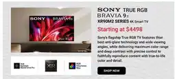 Visions Electronics SONY TRUE RGB BRAVIA 9 II Series XR90M2 SERIES 4K Smart TV offer